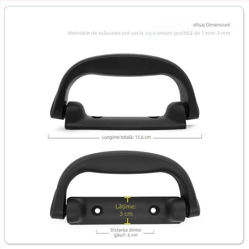 Mâner negru pentru bagaje, din aliaj plastic PVC
