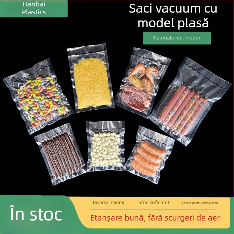 Saci vid cu model de plasă pentru depozitarea alimentelor, din material de calitate alimentară, pentru uz casnic, sigilare automată