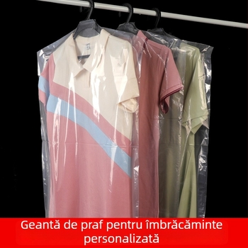 Geantă transparentă pentru haine pe umeraș, protecție împotriva prafului pentru costume, imprimare personalizată