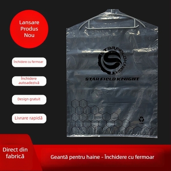 Sac de praf transparent personalizat pentru paltoane și costume cu logo – husă PE pentru agățat