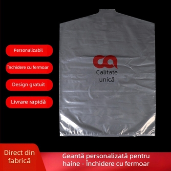 Sac de praf transparent personalizat pentru paltoane și costume cu logo – husă PE pentru agățat