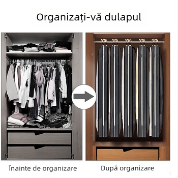 Husă personalizată pentru costum și depozitare în garderobă — husă transparentă antipraf pentru haine, organizator suspendat