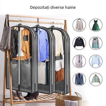 Husă personalizată pentru costum și depozitare în garderobă — husă transparentă antipraf pentru haine, organizator suspendat