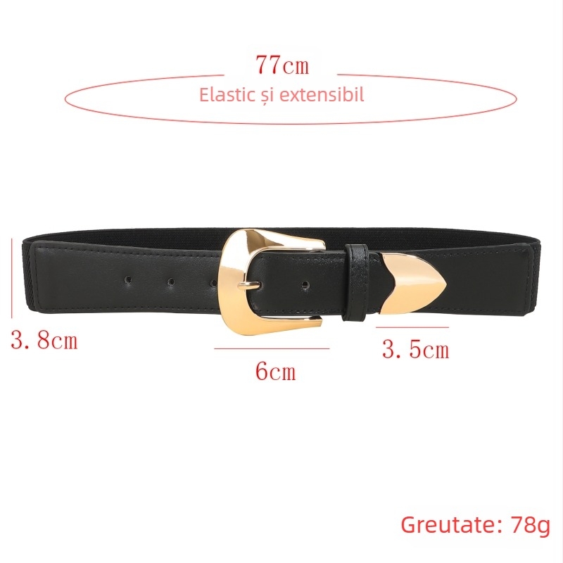 Curea elastică neagră pentru talie, stil european-american simplu, elasticitate mare, aspect premium, curea de talie pentru rochii, pantaloni și blazer, lățime 2-4 cm
