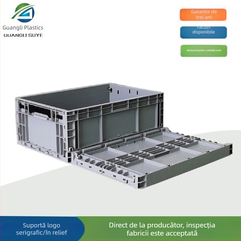 Cutie pliabilă din plastic, uz industrial, conform standardului european, pentru depozitarea și transportul pieselor auto