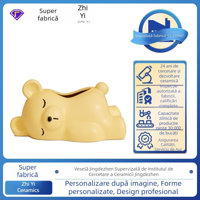 Cutie de șervețele din ceramică, stil desen animat, decor interior pentru locuință, potrivit pentru sufragerie, măsuța de cafea și masa de dining