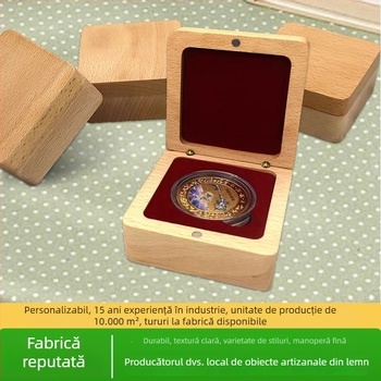 Cutie din lemn pentru medalii din nuc negru, cutie universală pentru insigne, cutie cadou pentru monede din lemn de fag, cutie memorială din lemn