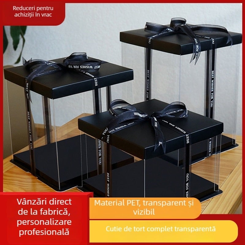 Cutie pentru tort de brutărie trei în unu, dimensiuni 4, 6, 8, 10, 12 și 14 inch, două etaje, înălțime dublă