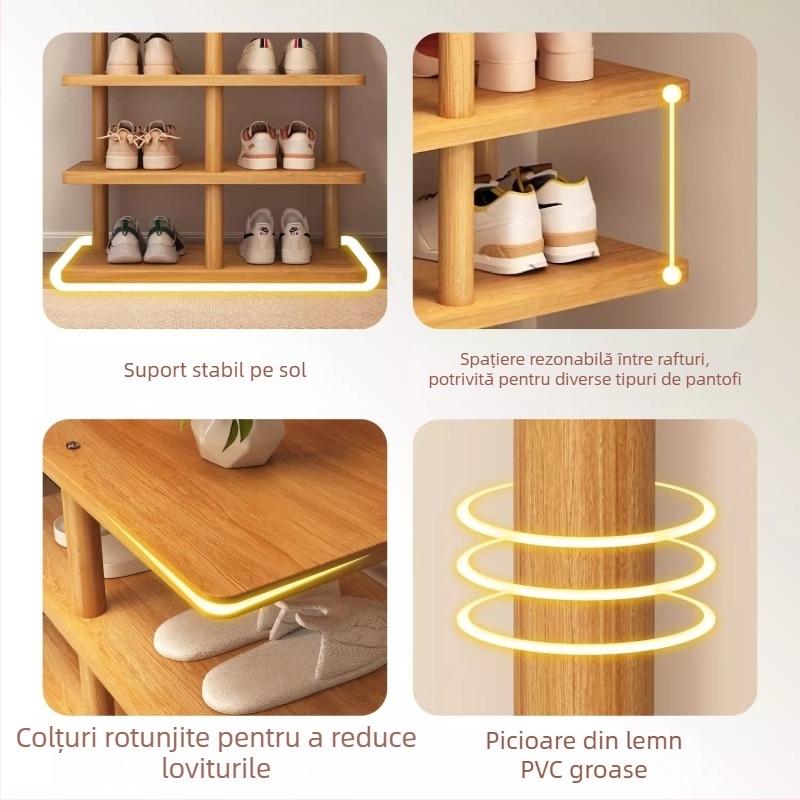 Raft de pantofi din lemn, cu mai multe niveluri, pentru holul de intrare, mobilier îngust pentru casă sau cămin