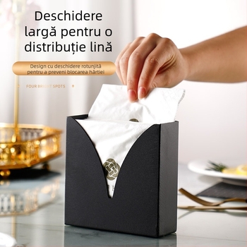 Suport pentru șervețele din oțel inoxidabil, pentru masă, cafenea și bar, vertical, compartiment pătrat de depozitare, negru