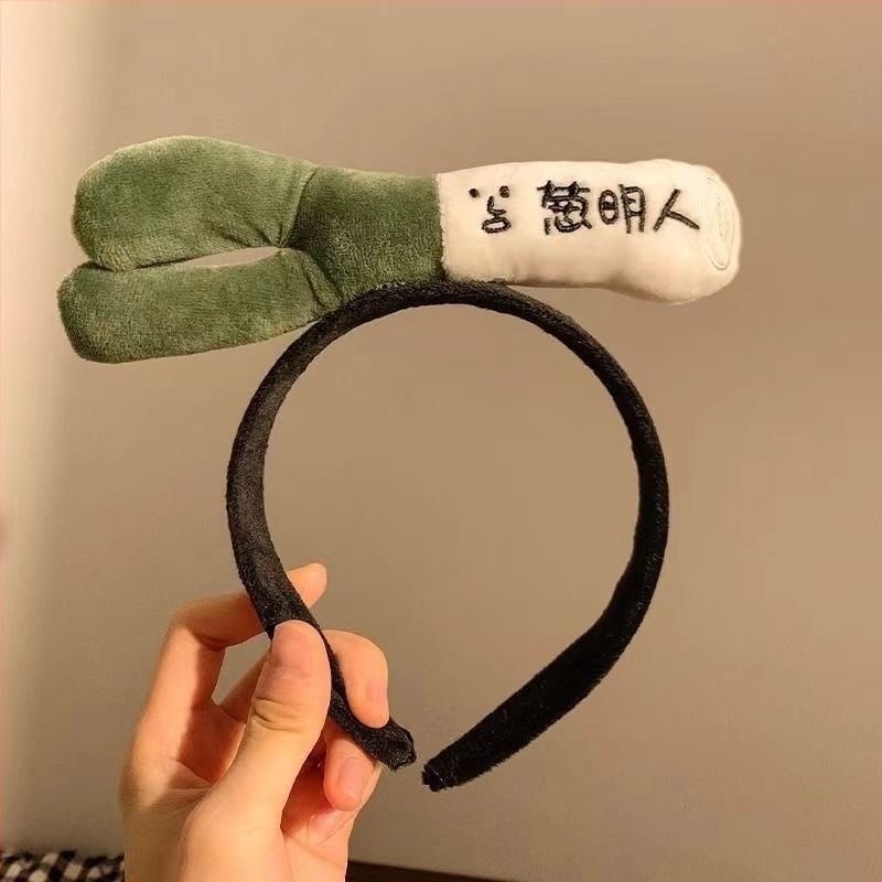 Bandă de păr drăguță cu ceapă verde, din material textil, lucrată manual, recuzită pentru fotografii pentru copii și adulți