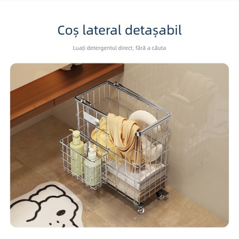 Coș de rufe pentru baie din oțel inoxidabil, coș elegant pe podea pentru haine murdare, organizator de baie