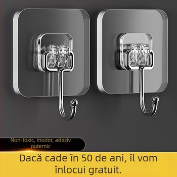 Cuier autoadeziv pentru perete din oțel inoxidabil, încărcătură mare, montaj fără găuri, fără urme, un singur cuier, design modern