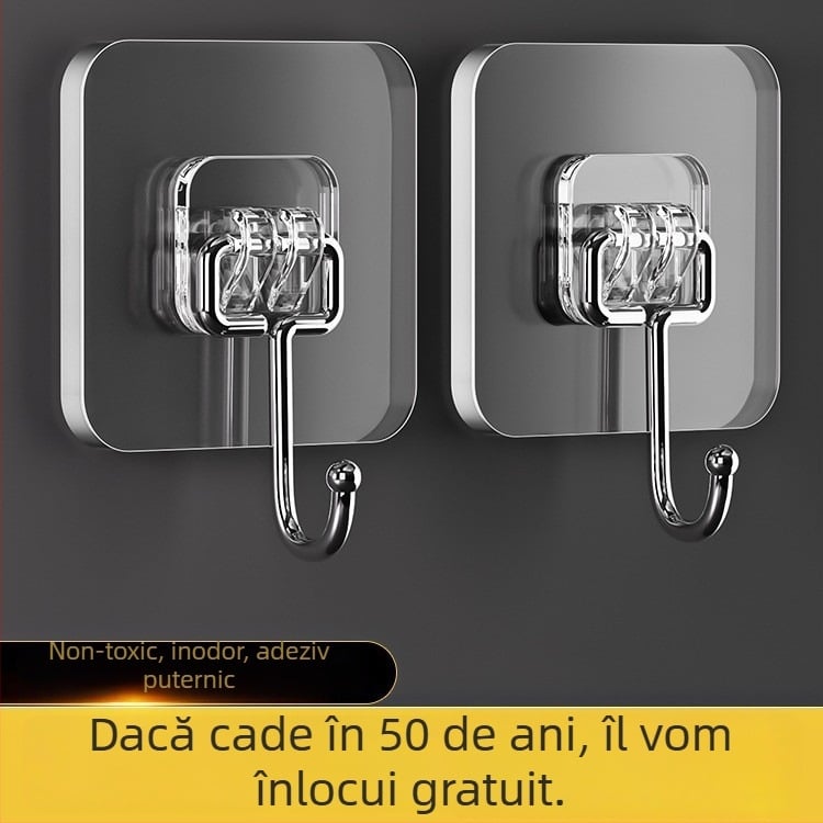 Cuier autoadeziv pentru perete din oțel inoxidabil, încărcătură mare, montaj fără găuri, fără urme, un singur cuier, design modern