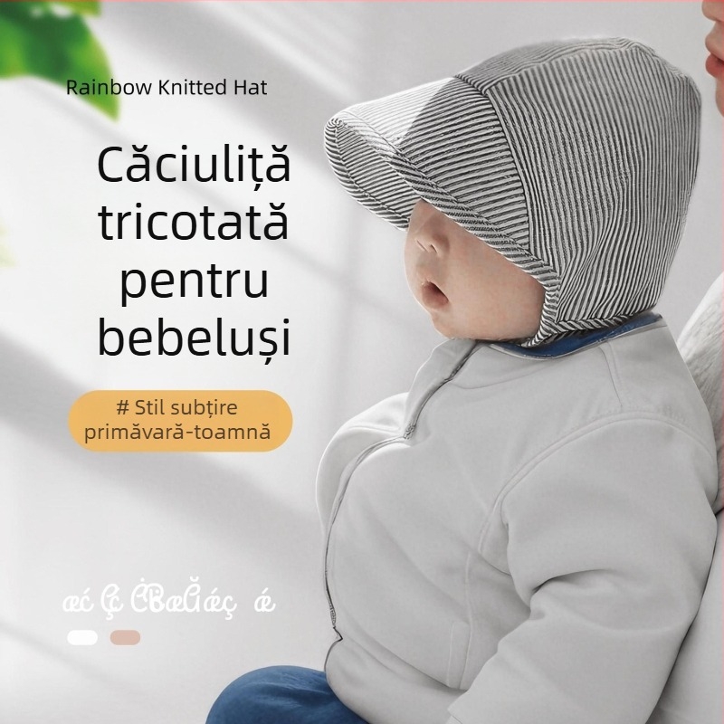 Șapcă solară în stil coreean, pentru bebeluși 0–12 luni, respirabilă, unisex, cu cupă rotundă și boruri scurte, protecție solară primăvară-toamnă