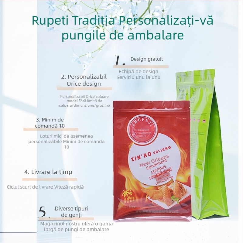 Saci de ambalare a alimentelor cu imprimare personalizată pentru pui la rotisor, carne fiartă, copite de porc, carne de vită și carne de miel – folii de aluminiu și sacoșe din plastic sigilate cu opt laturi