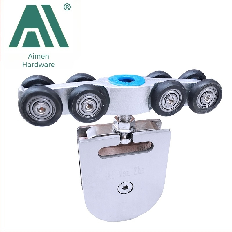 Set de roți pentru ușa glisantă din sticlă din oțel inoxidabil, alunecare silențioasă pe șină, model A-327
