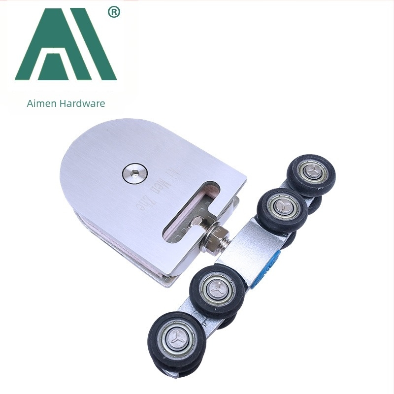 Set de roți pentru ușa glisantă din sticlă din oțel inoxidabil, alunecare silențioasă pe șină, model A-327
