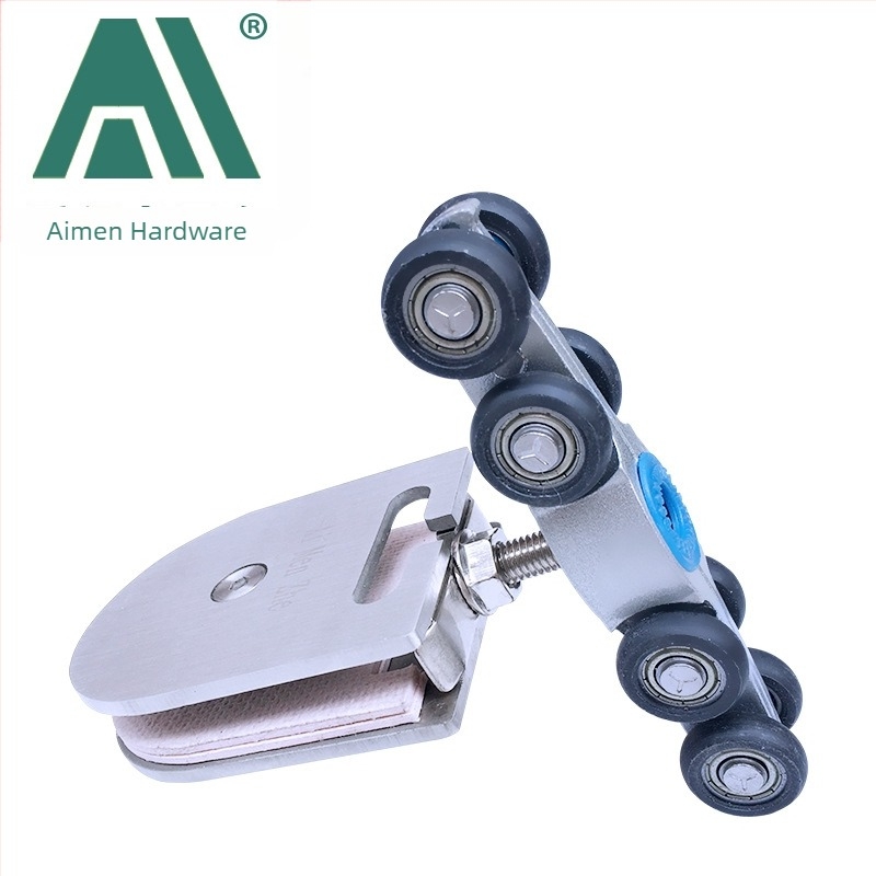 Set de roți pentru ușa glisantă din sticlă din oțel inoxidabil, alunecare silențioasă pe șină, model A-327