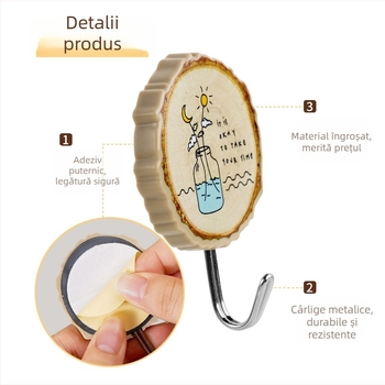 Cârlig de perete din plastic, design drăguț cu personaje de desene animate, autoadeziv, fără găuri, pentru bucătărie și baie, capacitate 2 kg
