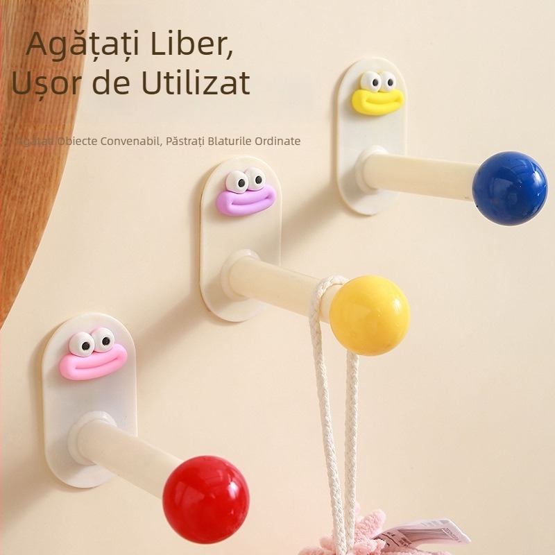 Dopamine Cârlig pentru baie, adeziv puternic fără găuri, suport de prosoape montat pe perete, design drăguț desen animat