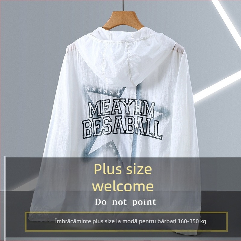 Geacă pentru bărbați plus size, protecție UV, ultra-subțire, cu detaliu fosforescent pentru vară