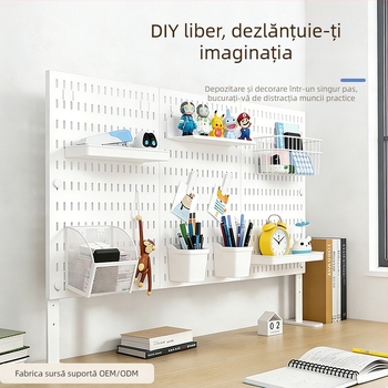 Tabla perforată de birou fără găuri, montaj cu clemă reglabil, organizare cărți și rechizite