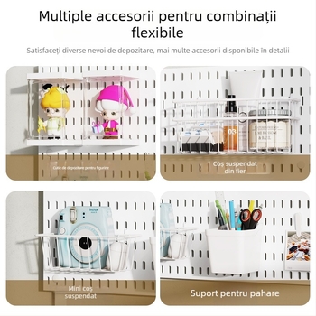Tabla perforată de birou fără găuri, montaj cu clemă reglabil, organizare cărți și rechizite