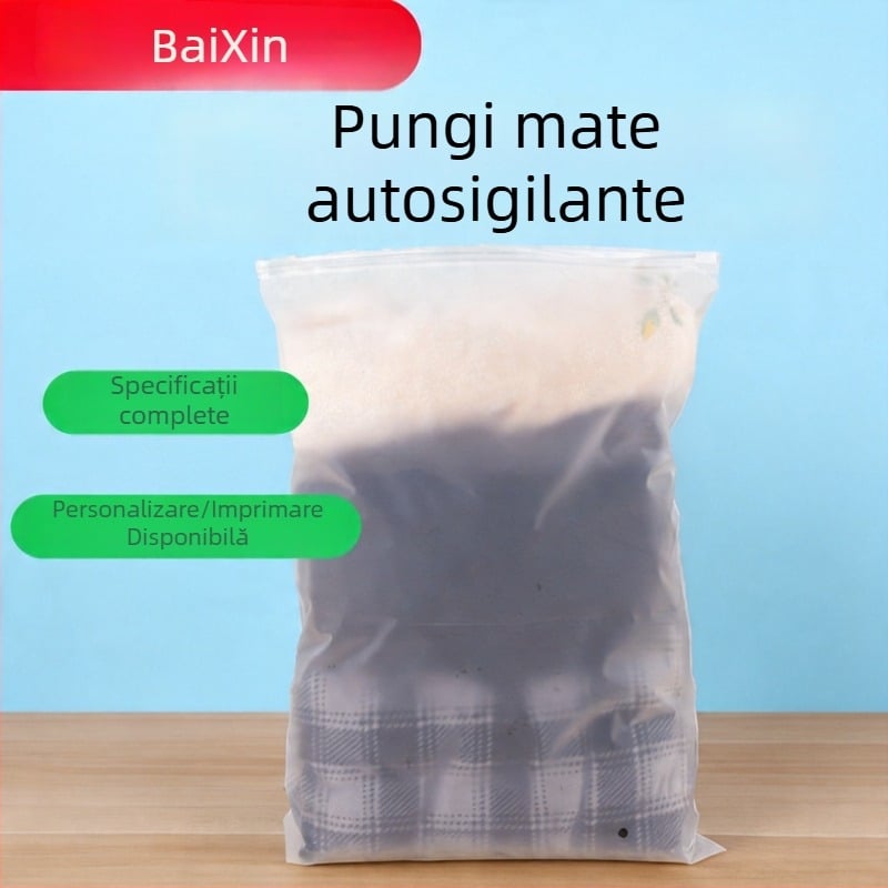 Pungi pentru haine cu fermoar, pungi din plastic sigilante pentru depozitare haine, imprimabile, 50 bucăți, fermoar durabil