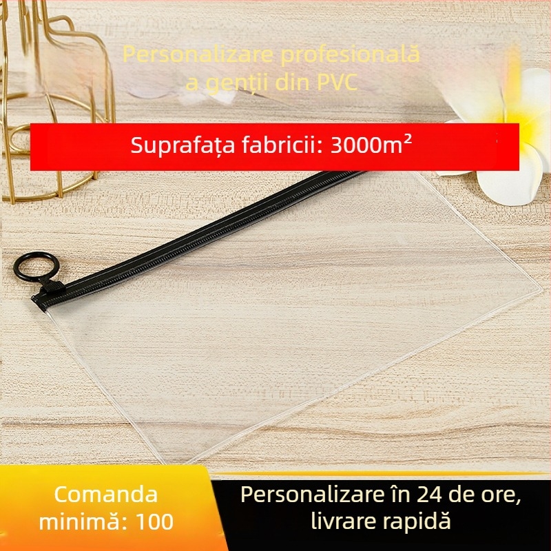 Geantă cosmetică din PVC colorată cu fermoar, husă de depozitare pentru produse de înfrumusețare, geantă cu mâner de tragere, geantă de toaletă cu design laser, imprimabil