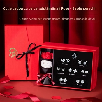 Cercei pentru femei din cupru cu zirconiu, inimă, set cadou elegant, potriviți pentru Tanabata, Ziua Îndrăgostiților și ziua de naștere