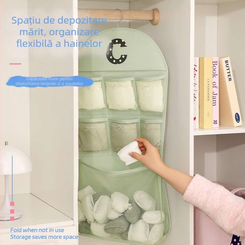 Sac de depozitare pentru lenjerie, montat pe perete, personalizat, pentru cămine și casă, organizator suspendat pentru șosete și obiecte mărunte