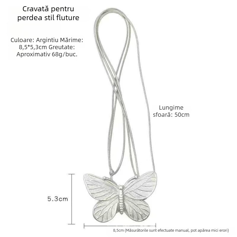 Curea magnetică metalică pentru perdea, în formă de fluture, cu șnur reglabil și cordon de tragere – accesorii de perdea creative