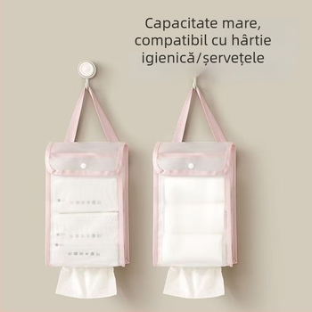 Sac de depozitare pentru șervețele, montat pe perete, impermeabil, pentru baie