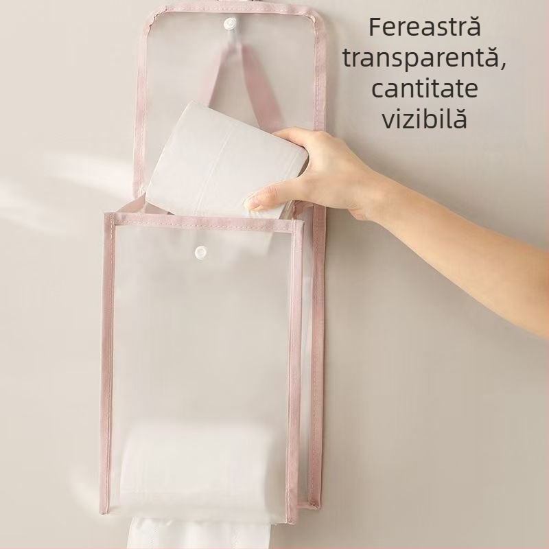 Sac de depozitare pentru șervețele, montat pe perete, impermeabil, pentru baie