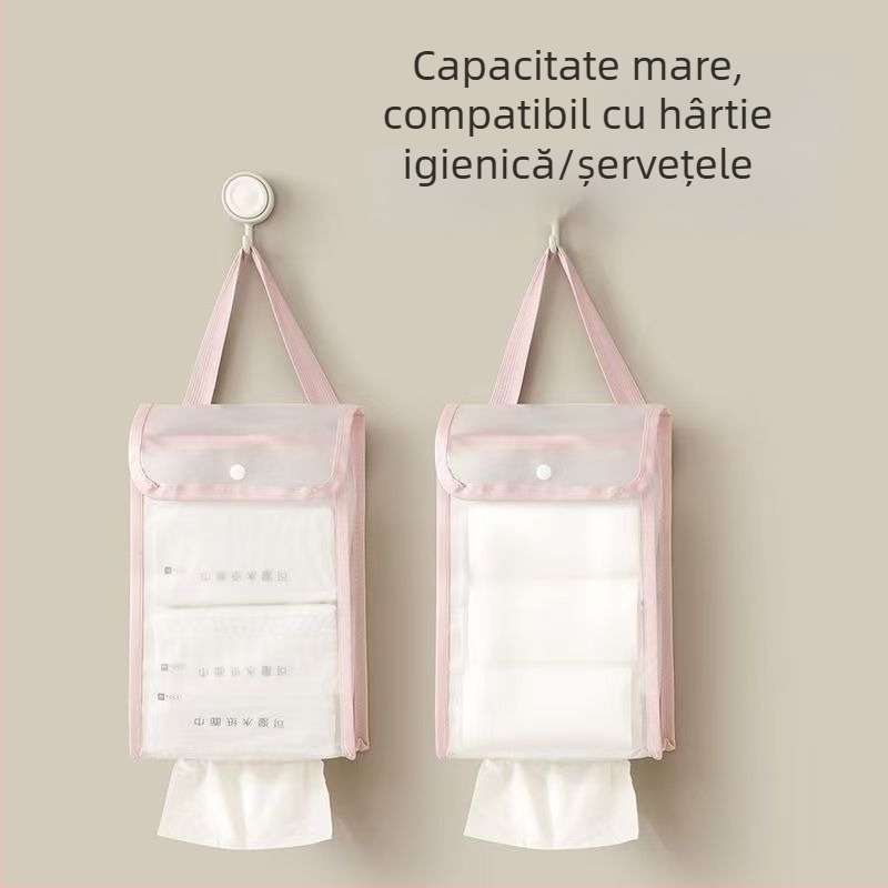 Sac de depozitare pentru șervețele, montat pe perete, impermeabil, pentru baie