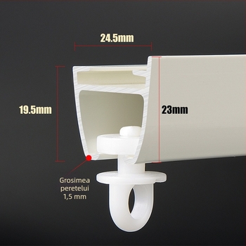 Șină pentru perdele din aliaj de aluminiu cu role, întărită, etanșă la lumină, pentru șine simple și duble, accesorii de montaj lateral-superior, șină ondulată pentru perdele, silențioasă