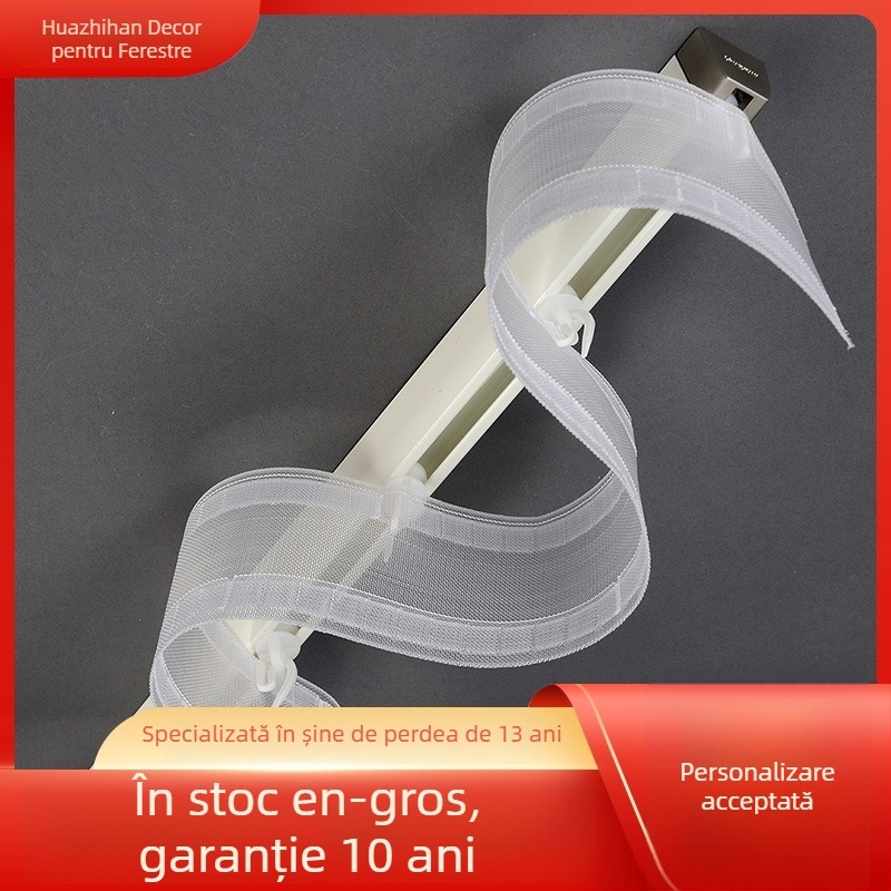 Șină pentru perdele din aliaj de aluminiu cu role, întărită, etanșă la lumină, pentru șine simple și duble, accesorii de montaj lateral-superior, șină ondulată pentru perdele, silențioasă