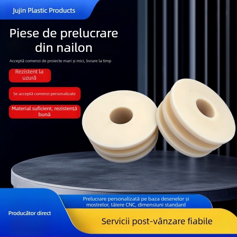 Rola albă PA66 din nylon pentru ghidaj pe șine, piese din nylon pentru injecție, pentru utilaje