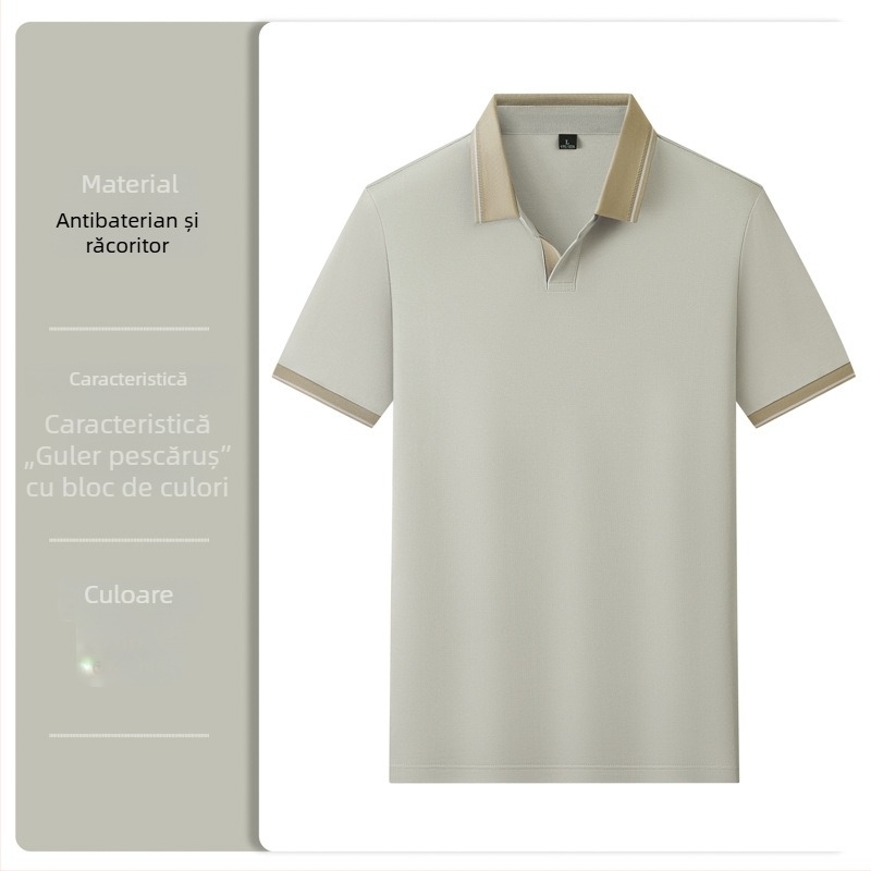 Tricou polo din mătase de mulberry, cu logo de birou – design pentru cultură corporativă, guler Seagull