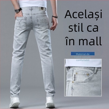 Jeansi elastici pentru bărbați, croială Slim, efect de alungire a înălțimii, croială dreaptă, mărime mare, pantaloni casual pentru bărbați, marcă la modă