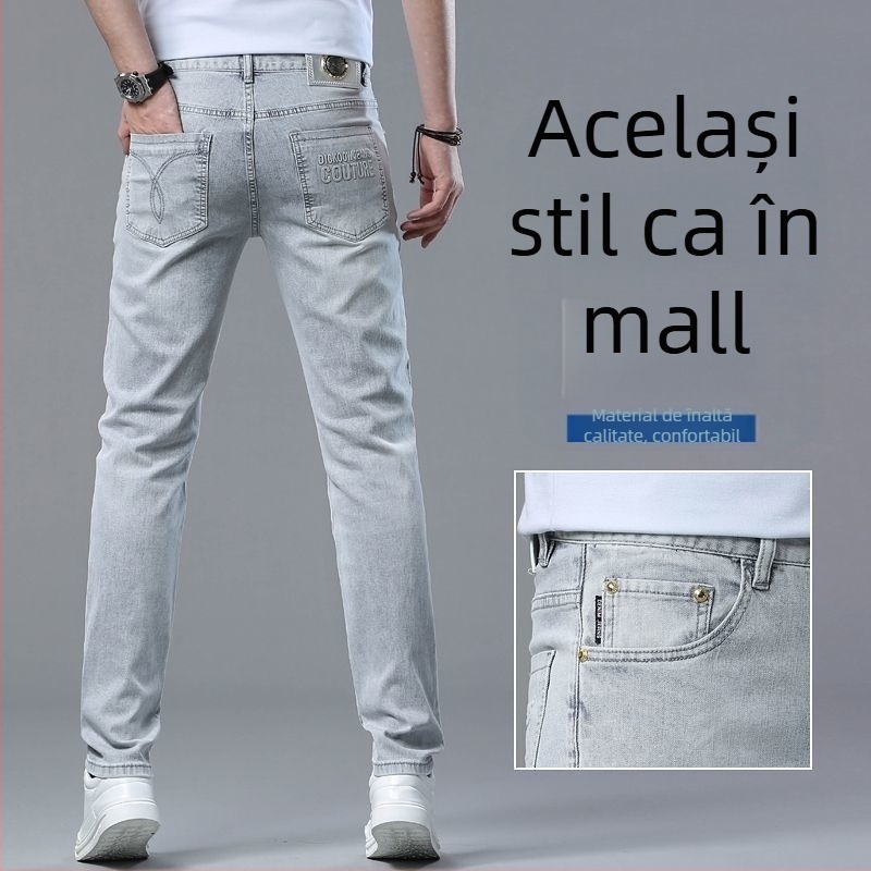 Jeansi elastici pentru bărbați, croială Slim, efect de alungire a înălțimii, croială dreaptă, mărime mare, pantaloni casual pentru bărbați, marcă la modă