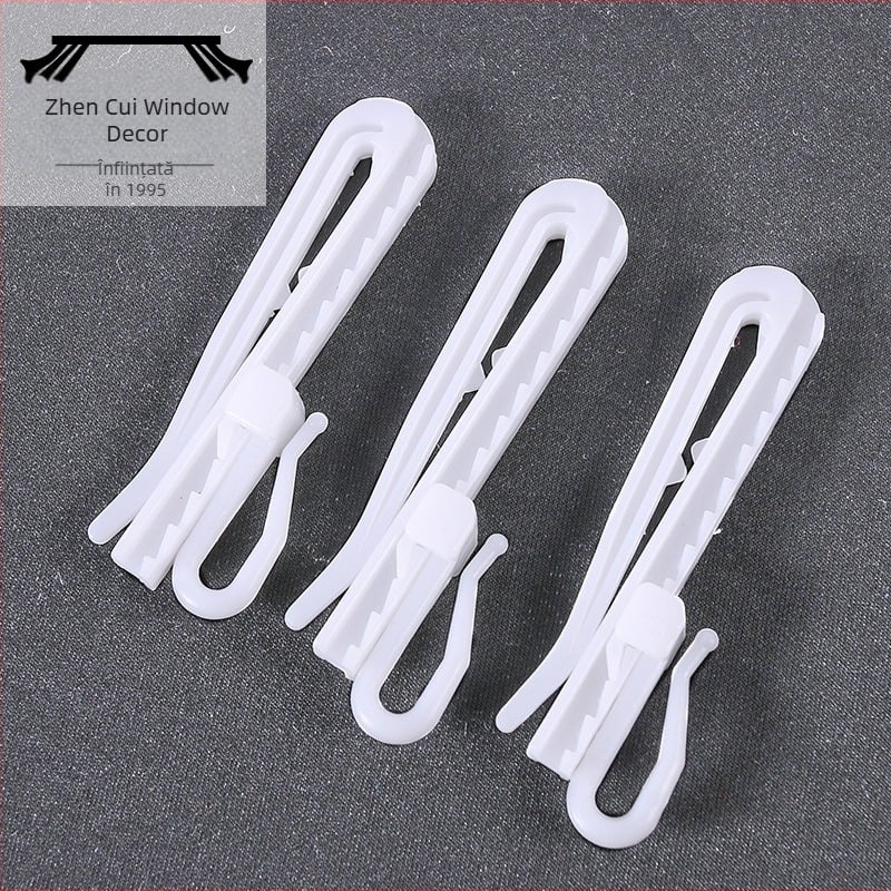 Cârlig de ridicare pentru perdea, din plastic, alb, dimensiuni 7 cm și 9 cm