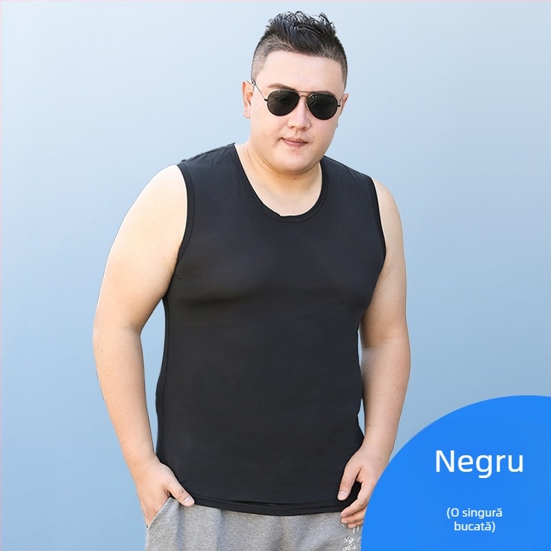 Maiou bărbătesc din ice silk cu plasă, plus size, pentru vară
