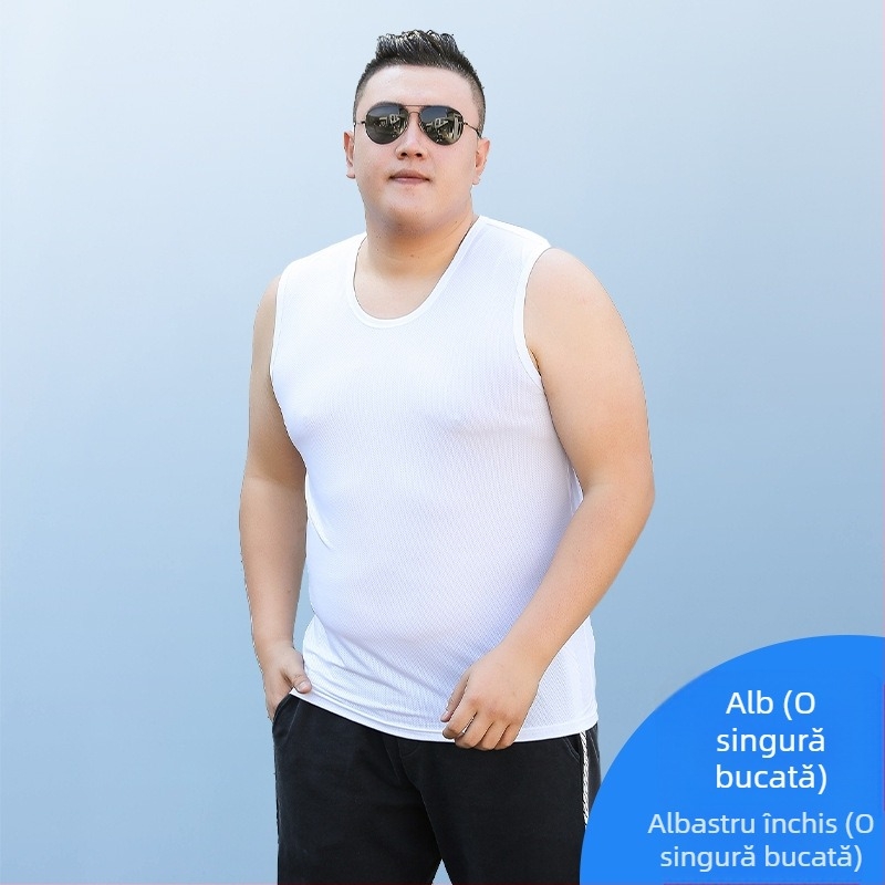 Maiou bărbătesc din ice silk cu plasă, plus size, pentru vară