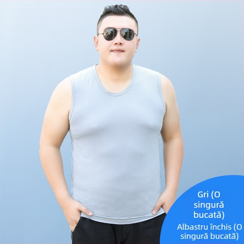 Maiou bărbătesc din ice silk cu plasă, plus size, pentru vară