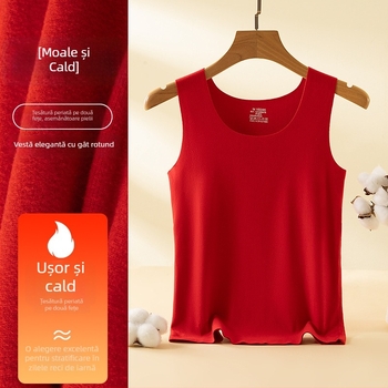 Vesta caldă fără cusături pentru bărbați și femei, croială adaptabilă, căptușeală din fleece dublu strat, poliester 90–95%, decolteu în V, stil pulover