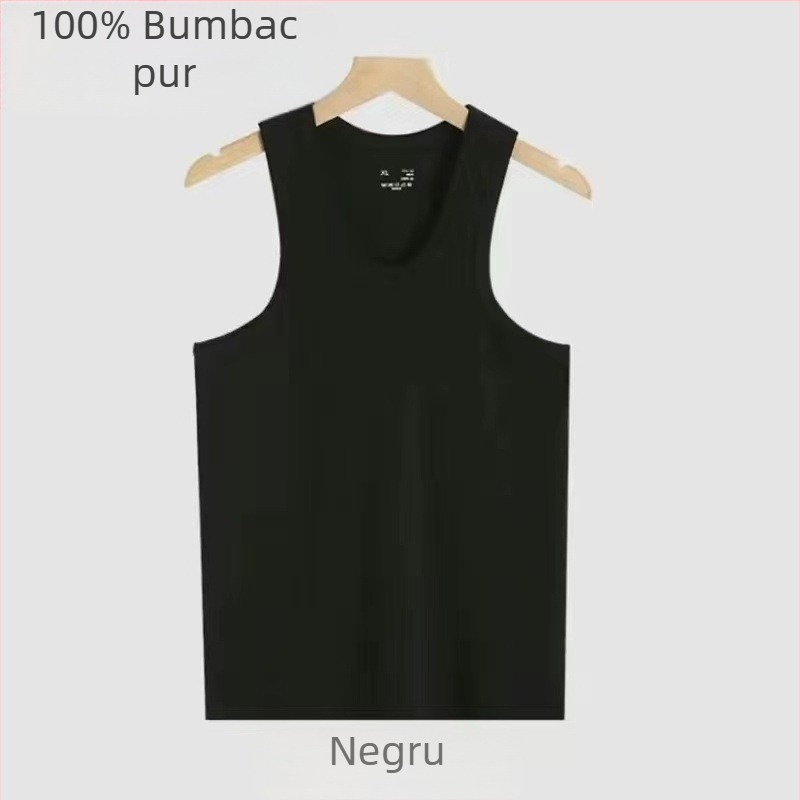 Top bărbătesc din modal, fără mâneci, subțire, respirabil pentru vară, fitness, culoare solidă, guler rotund