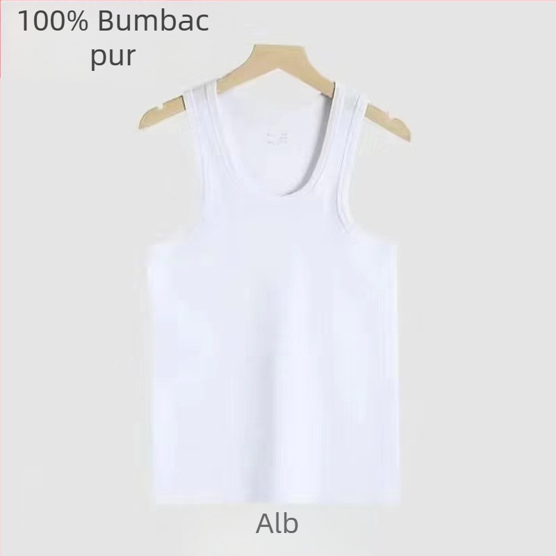 Top bărbătesc din modal, fără mâneci, subțire, respirabil pentru vară, fitness, culoare solidă, guler rotund