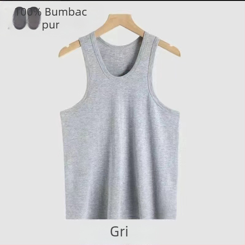 Top bărbătesc din modal, fără mâneci, subțire, respirabil pentru vară, fitness, culoare solidă, guler rotund